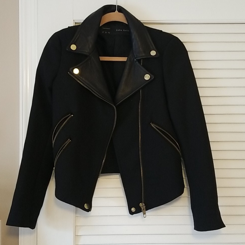 Zara wool biker moto jacket